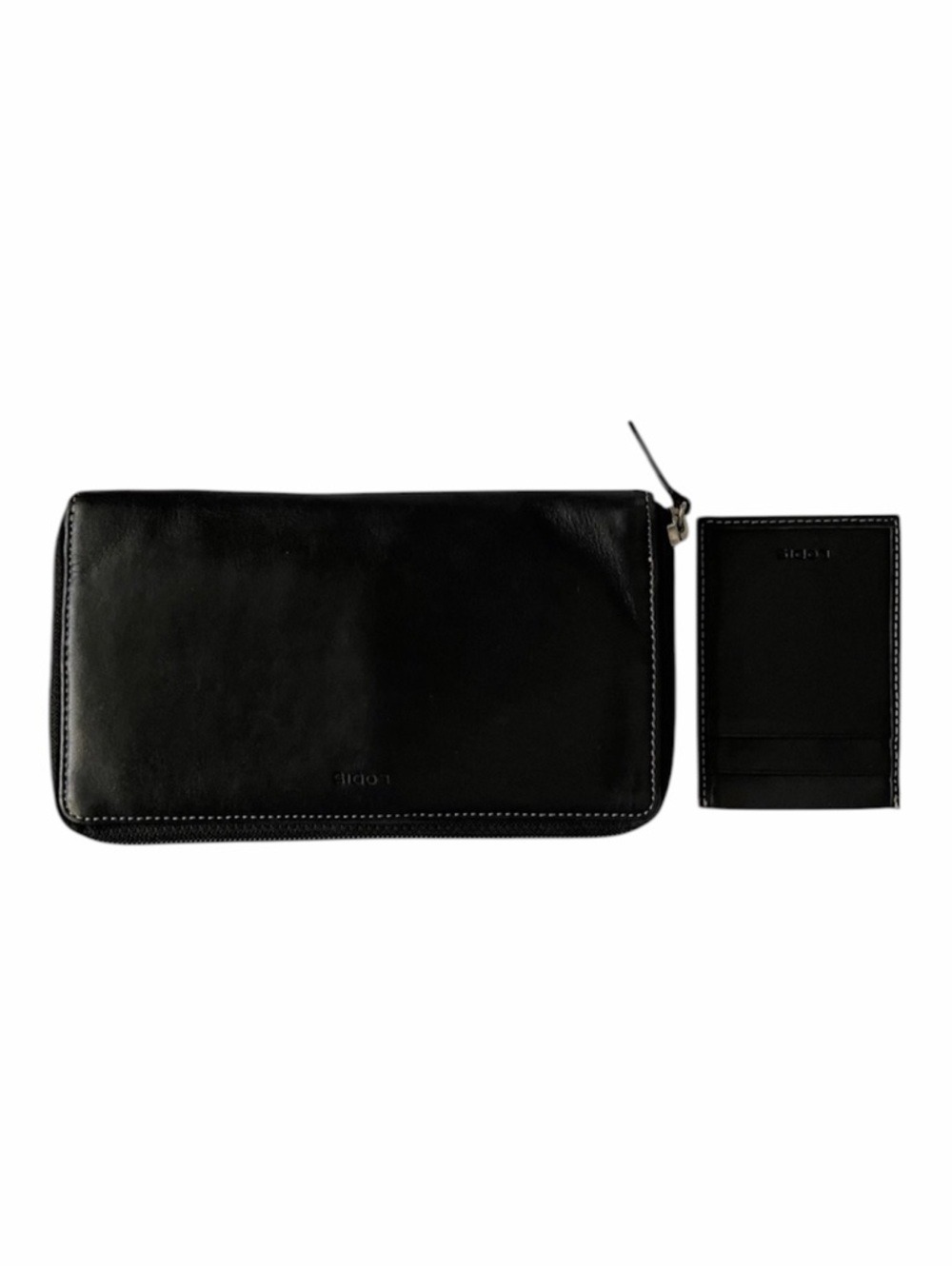Vintage Lodis Black Leather Zip Around Organizer Travel Wallet Unisex